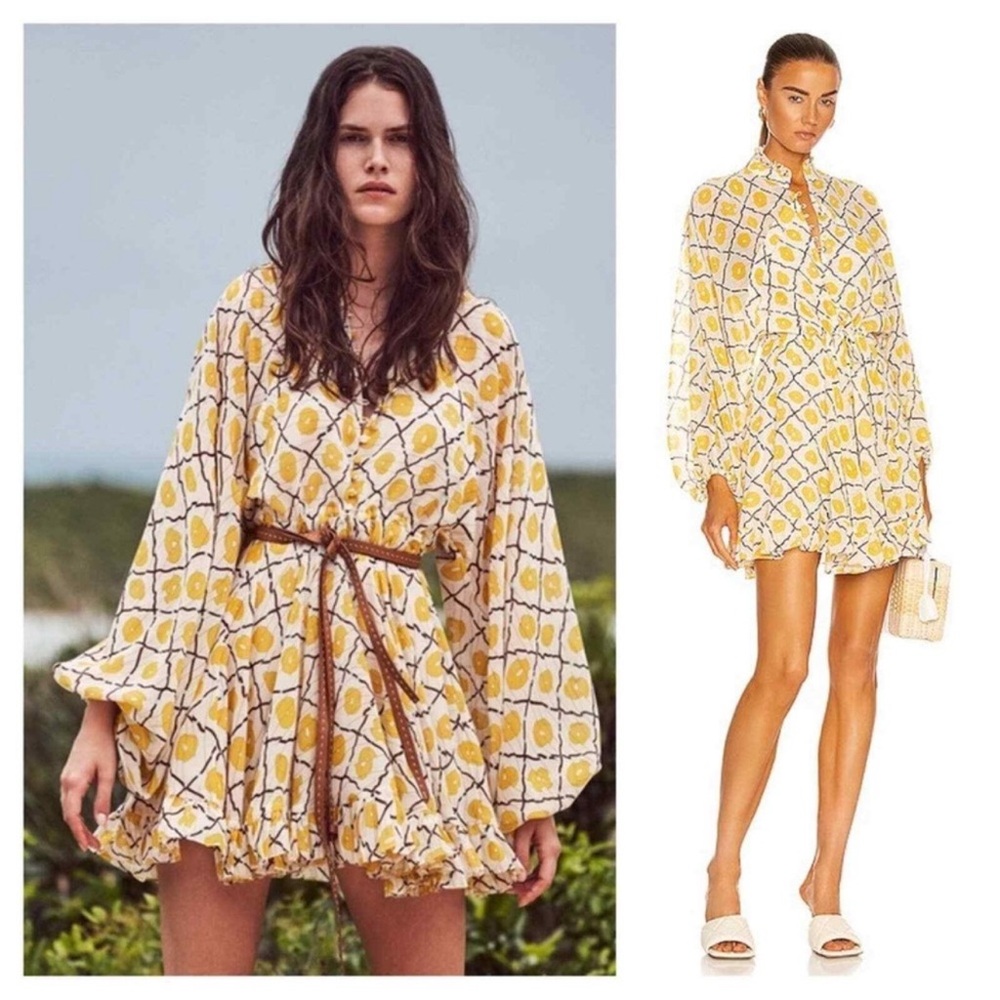 Alexis Yellow and Cream Patterned Dress